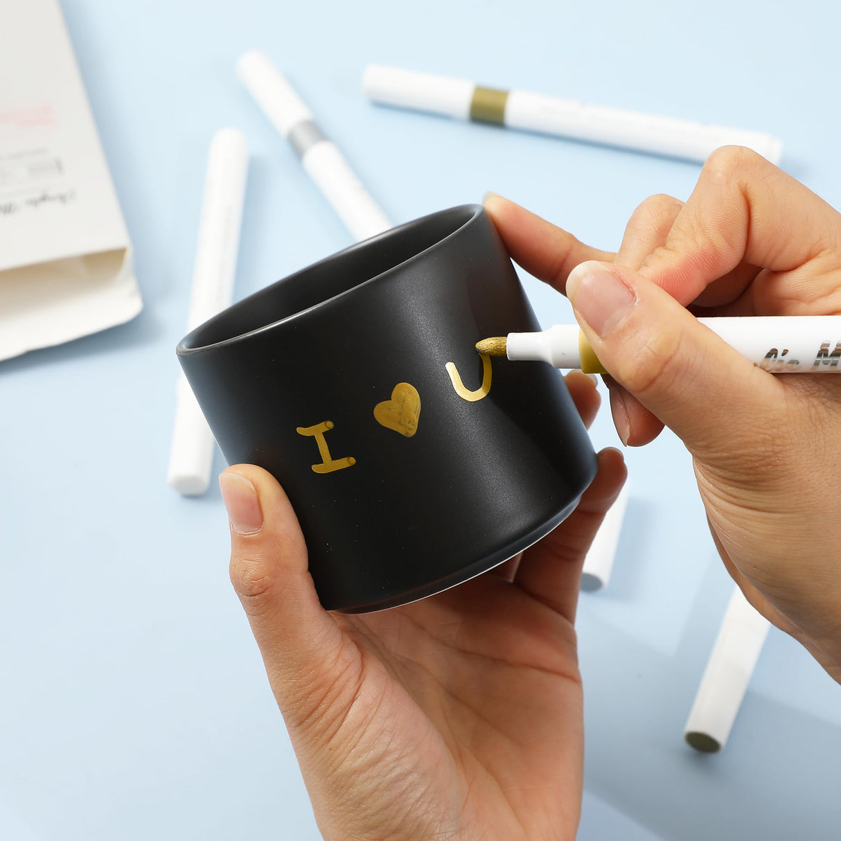 Acrylic Paint Pens Markers,9 Pack Acrylic Markers, 2-3mm Medium Tip, White Gold Silver Paint Pen for Art Projects, Drawing, Rock Painting,Wood, Plastic, Metal, Canvas DIY Crafts nauets