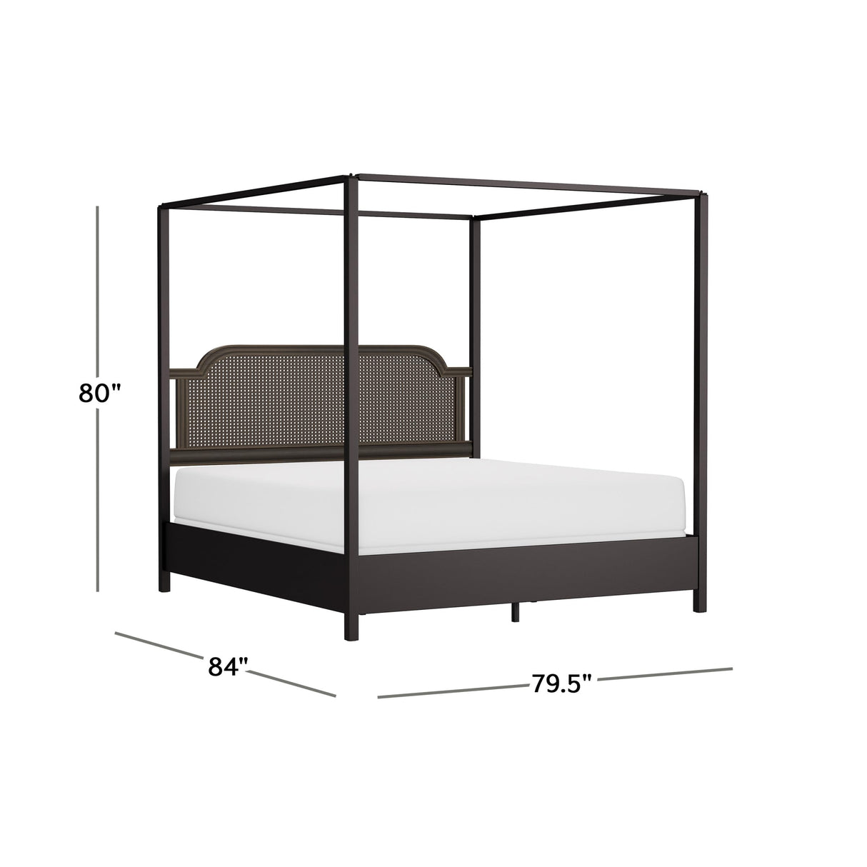 Hillsdale Melanie Wood and Metal King Canopy Bed with Low Footboard, Oiled Bronze Hillsdale