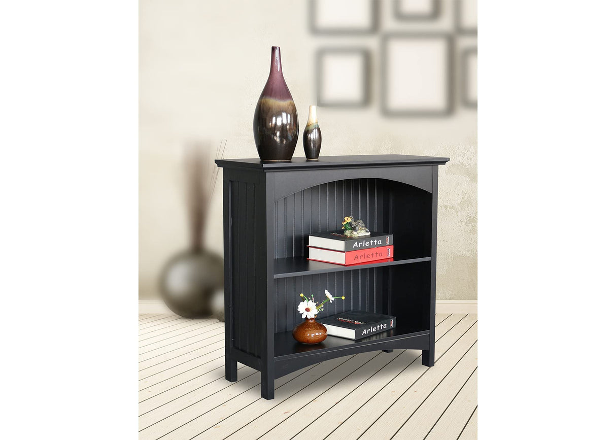 eHemco 2 Tier Bookcase with 2 Arched Supports, 29 Inches, Black eHemco
