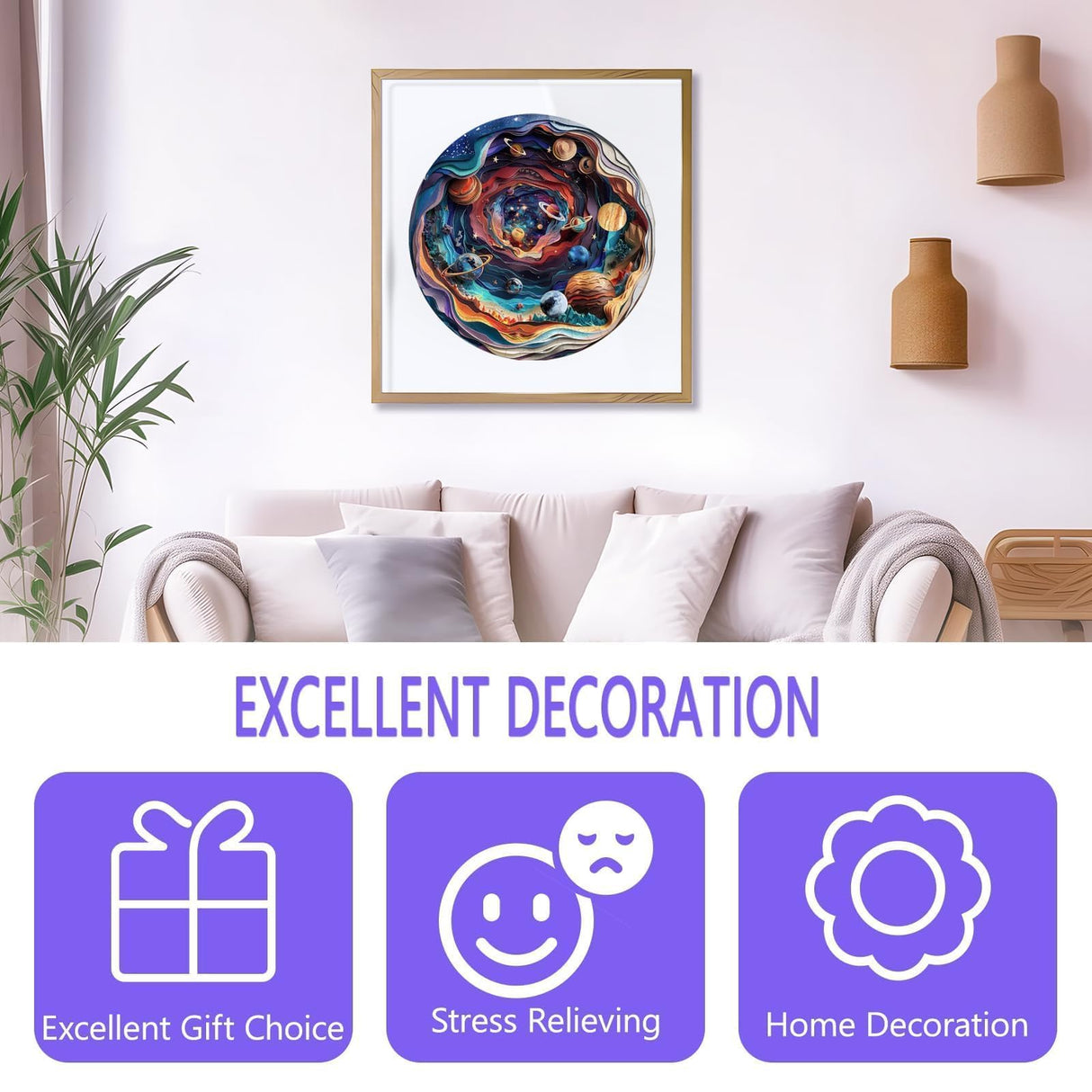 Wooden Puzzles for Adults - Flat Puzzle with 3D Visual Effect Universal Puzzle, Unique Shape Puzzle, Wooden Jigsaw Puzzles for Adult, Wood Puzzles Adult, Good Gifts Ideas (S-8.5 * 8.5in-100 Pcs) Pijesaksa