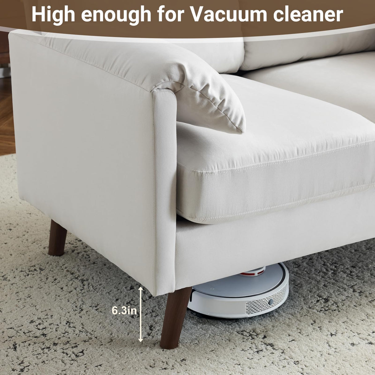 Karl home Mini Loveseat Sofa Couch, 48.8" Small Loveseat with Suede Nap Upholstery for Living Room, Comfy Seating Love Seat for Small Space, Apartment, Home Office, Beige Karl home