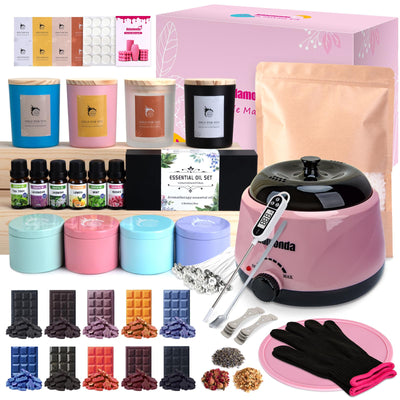 Full Set Premium Soy Candle Making Kit Supplies-Soy Wax,Dried flowers,Colorful Jars & Tins & Dyes,Pleasant Scents & More - DIY Starter Scented Candles Making Kit for Adults Beginners with Wax Melter
