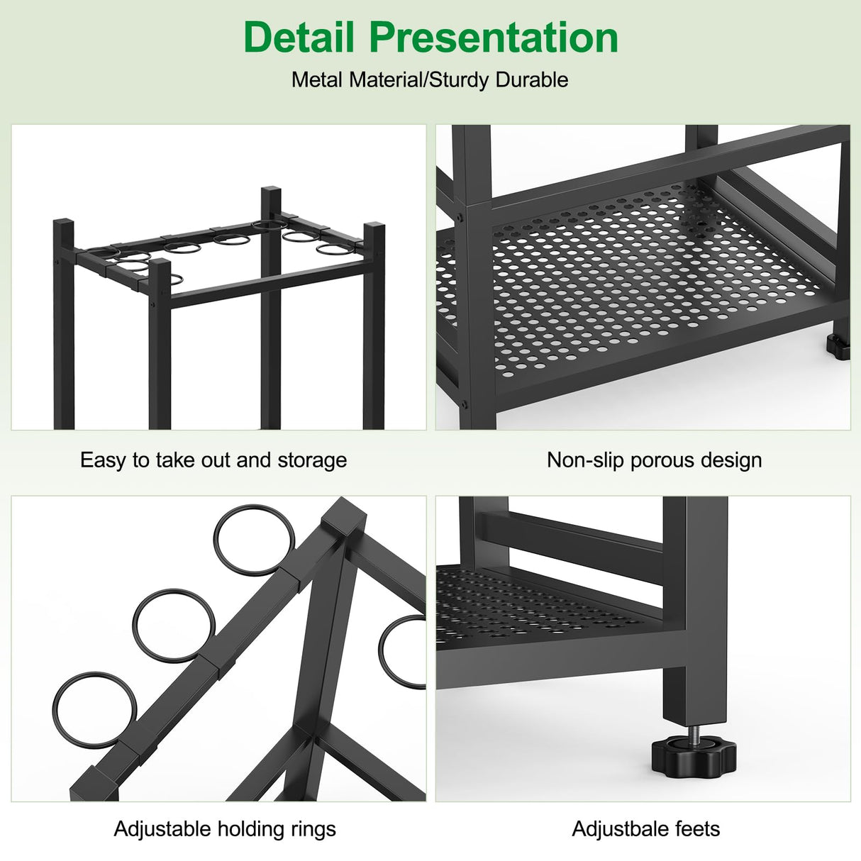 Dirza Garden Tool Organizer,Yard Tool Organizer for Garage Organization and Storage,Garden Tool Rack with 9 Loops for Garage, Shed, Outdoor,Easy Take Out and Storage,Will NOT tip over Dirza