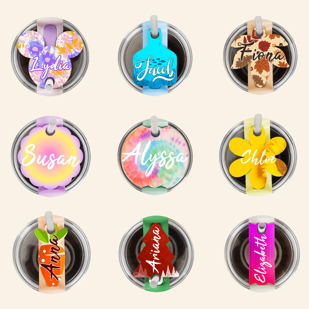 CraftPanel 30 PCS Sublimation Hardboard Name Plates Blanks for Stanley 40oz Cup Accessories Custom Name Tag, Sublimation Tumbler Lid Topper MDF Blank Tumbler Nameplates(Round 3.14") CraftPanel