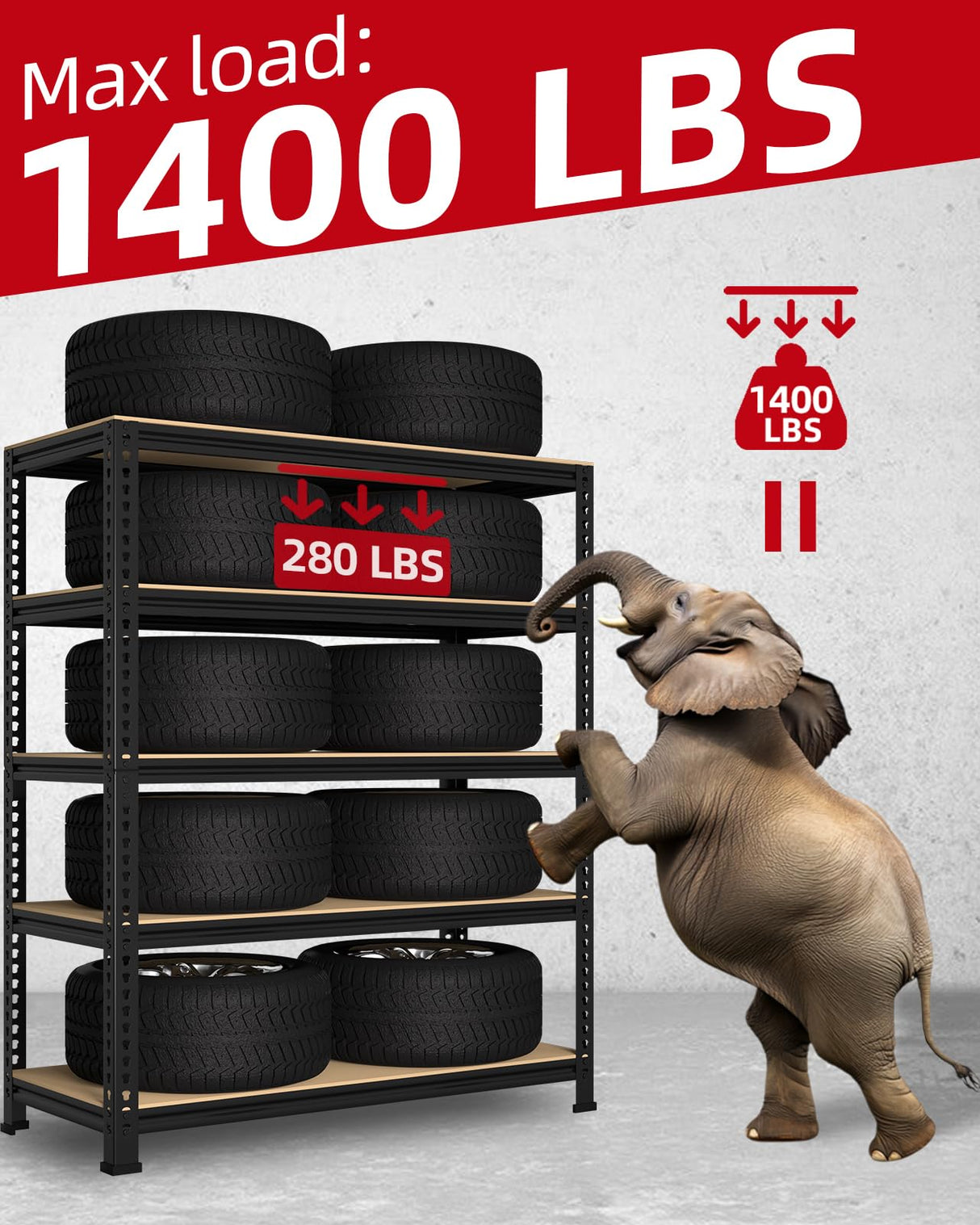 PrimeZone 32"W x 16"D x 63" H Storage Shelves - 2 Pack 5 Tier Adjustable Garage Storage Shelving, Heavy Duty Metal Storage Organizer Utility Rack Shelf Unit for Warehouse Pantry Closet Kitchen, Black PrimeZone