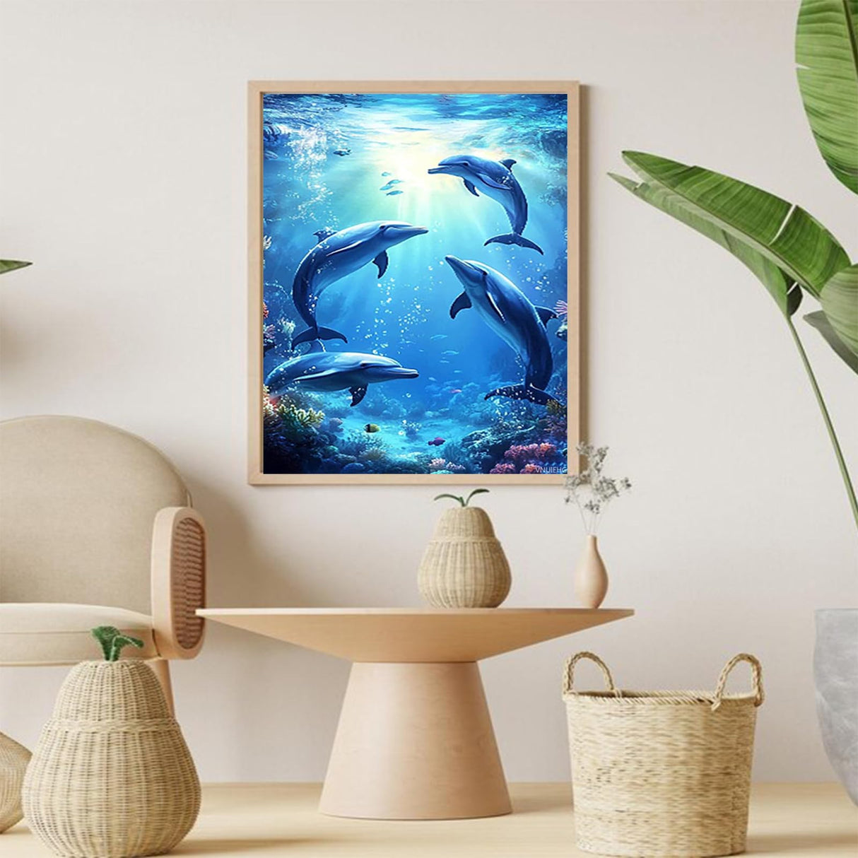 VNUIEHG Dolphin Paint by Numbers Kit for Adults Beginner, Sea World Paint by Numbers Kit with Brushes and Acrylic, DIY Arts and Crafts for Adults Women for Home Decor Art, Gifts 16x20 in (No Frame) VNUIEHG
