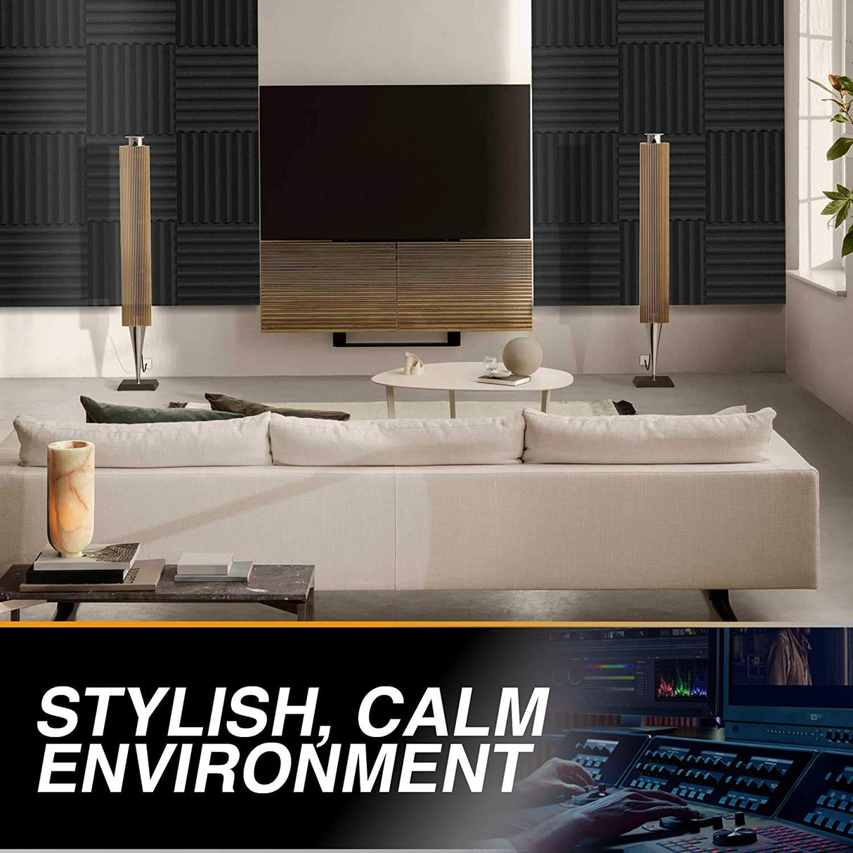 52 Pack Acoustic Panels 1 X 12 X 12 Inches - Acoustic Foam - High Density- Soundproof Studio Wedges - Charcoal audiosoul