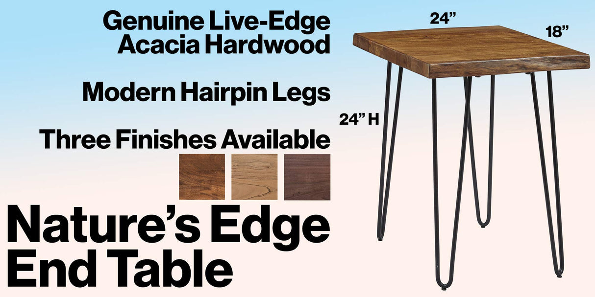 Jofran Nature's Edge Modern Solid Wood Natural Live Edge Chairside End Table, Slate Jofran Inc.