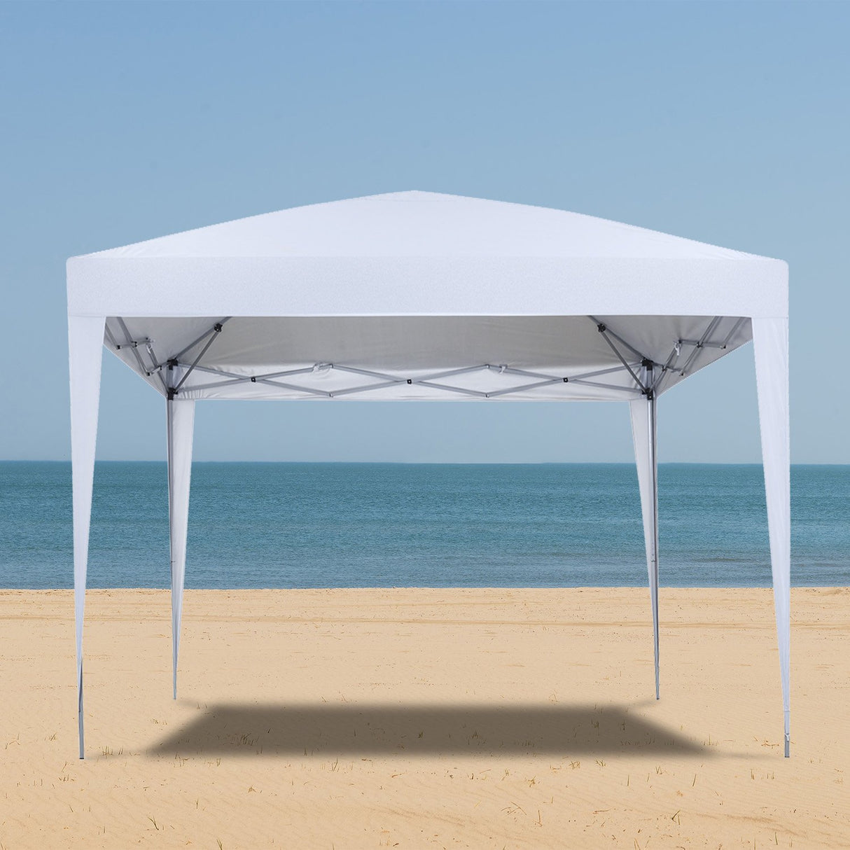 10 x 10 ft Pop-Up Canopy Tent Gazebo for Beach Tailgating Party White outdoor basic