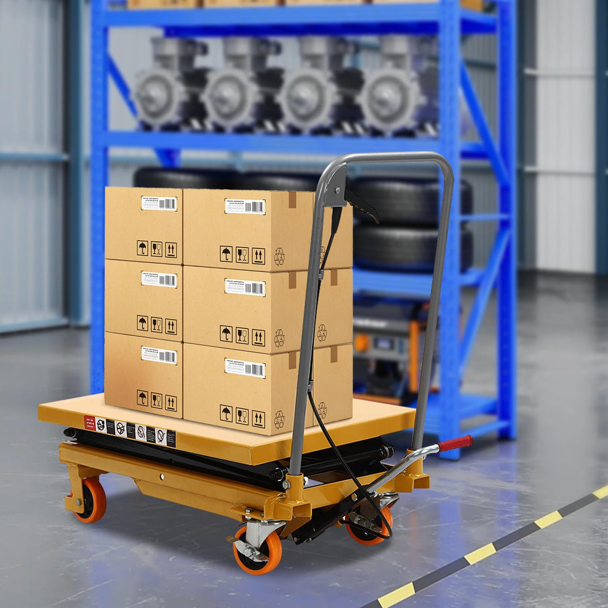 330lbs Hydraulic Scissor Lift Table Cart, Double Scissor Hydraulic Lift Table Cart Non Slip Pad Cart w/4 Wheels Simple Operation Elevating Cart (330, Pounds) TBVECHI