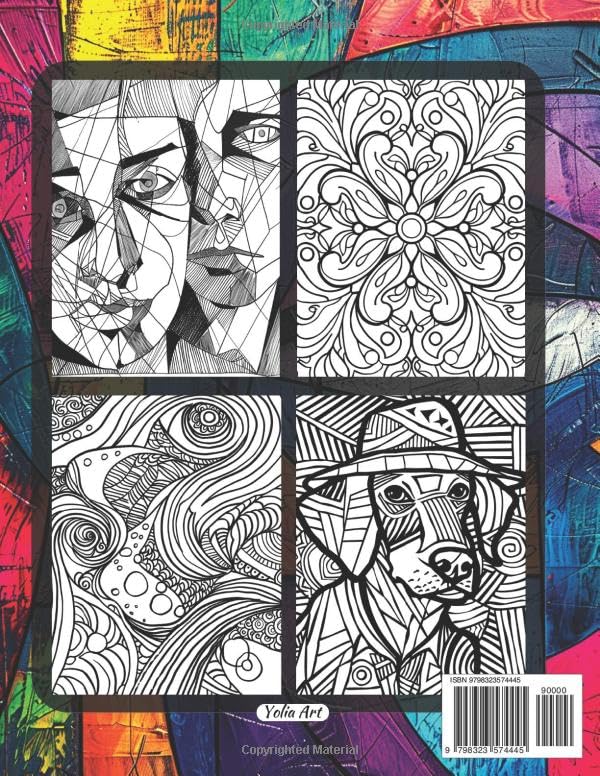 Abstract Coloring Book, Cubism, Mandalas, Patterns: 50 Unique Abstract Designs for Adults and Teens Majosta
