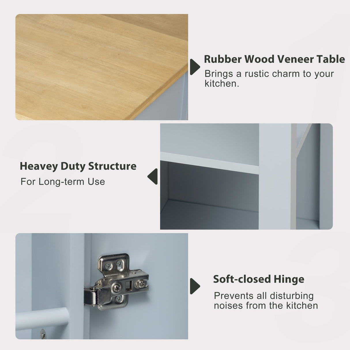 Merax Rolling Kitchen Island on Wheels with Extendable Dining Table & Power Outlet, Wood Kitchen Cart on Wheels with Internal Storage Rack,2 Drawers & 2 Cabinets, 47" Wide Grey Blue Merax