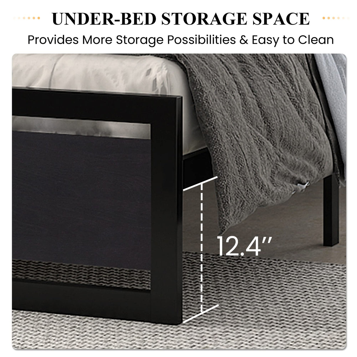 SHA CERLIN Full Size Bed Frame with Modern Headboard, Heavy Duty Platform Metal Base with Square Footboard and 13 Strong Slats Support, No Box Spring Needed, Black SHA CERLIN