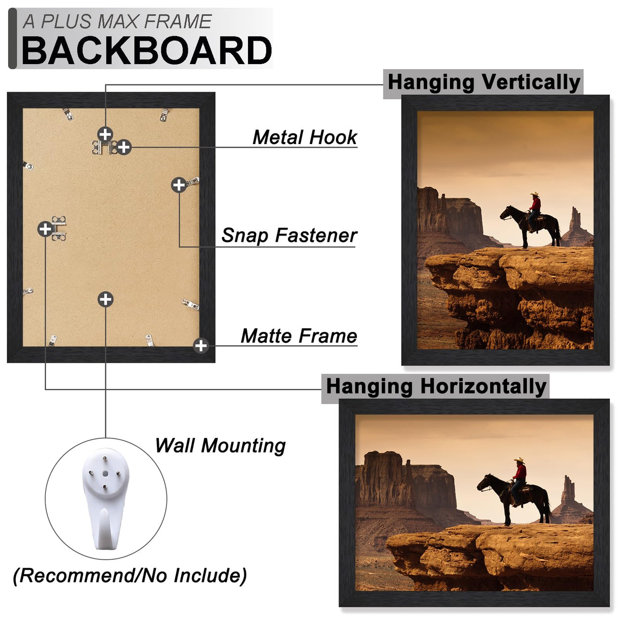 A PLUS MAX 20x27 Frame, Black Engineered Wood Picture Frame for 20 x 27 Inch Puzzle Poster Photo, Light Weight 20 by 27 Poster Frame with Wood-grain for Wall - 1 Pack/Black/20 x27 A PLUS MAX