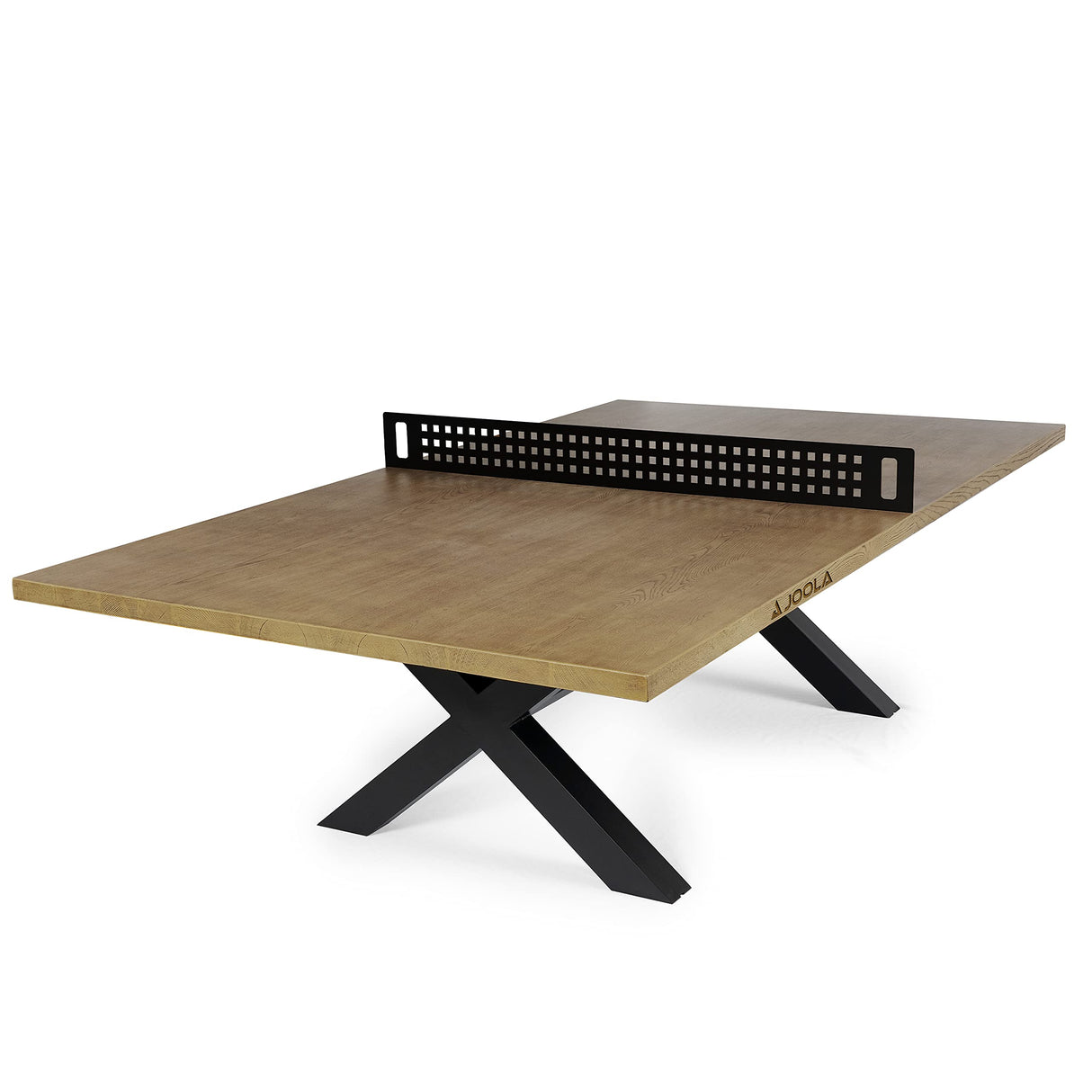 JOOLA Berkshire Outdoor Table Tennis Table - Multi Use Conference Table Dining Table - Concrete Oak Wood Look Includes Steel Outdoor Ping Pong Net Set & Frame - Hybrid Indoor Outdoor Ping Pong Table JOOLA