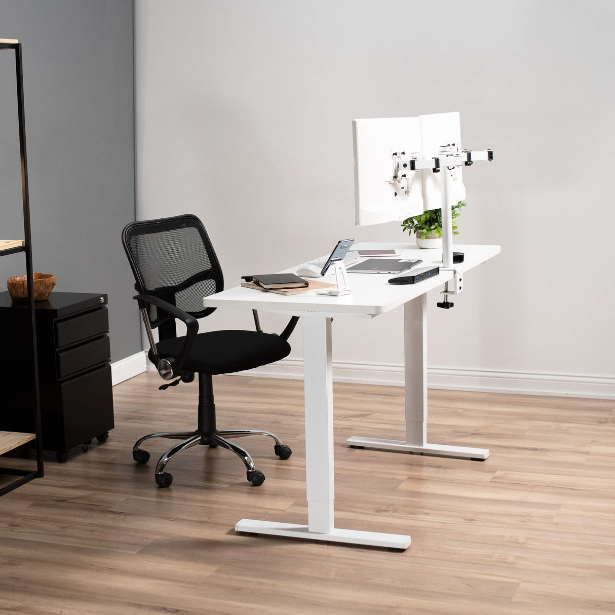 VIVO Electric Stand Up Desk Frame Workstation, Frame Only, Single Motor Ergonomic Standing Height Adjustable Base with Memory Controller, White, DESK-V100EWY VIVO