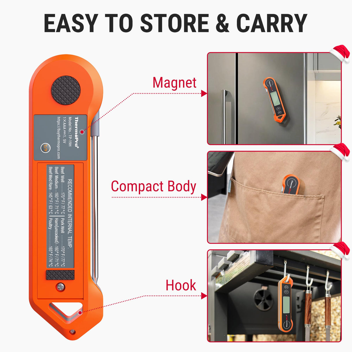 ThermoPro TP19H Digital Meat Thermometer for Cooking with Ambidextrous Backlit and Motion Sensing Kitchen Cooking Food Thermometer for BBQ Grill Smoker Oil Fry Candy Instant Read Thermometer ThermoPro