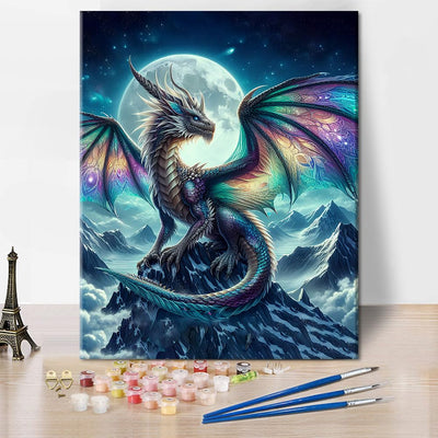 Dragon Paint by Numbers Kit for Adults, Animals Oil Painting Kit, Moon and Mountain Adult Paint by Number Kits on Canvas DIY Acrylic Painting for Beginners, 16"x20"(Frameless)