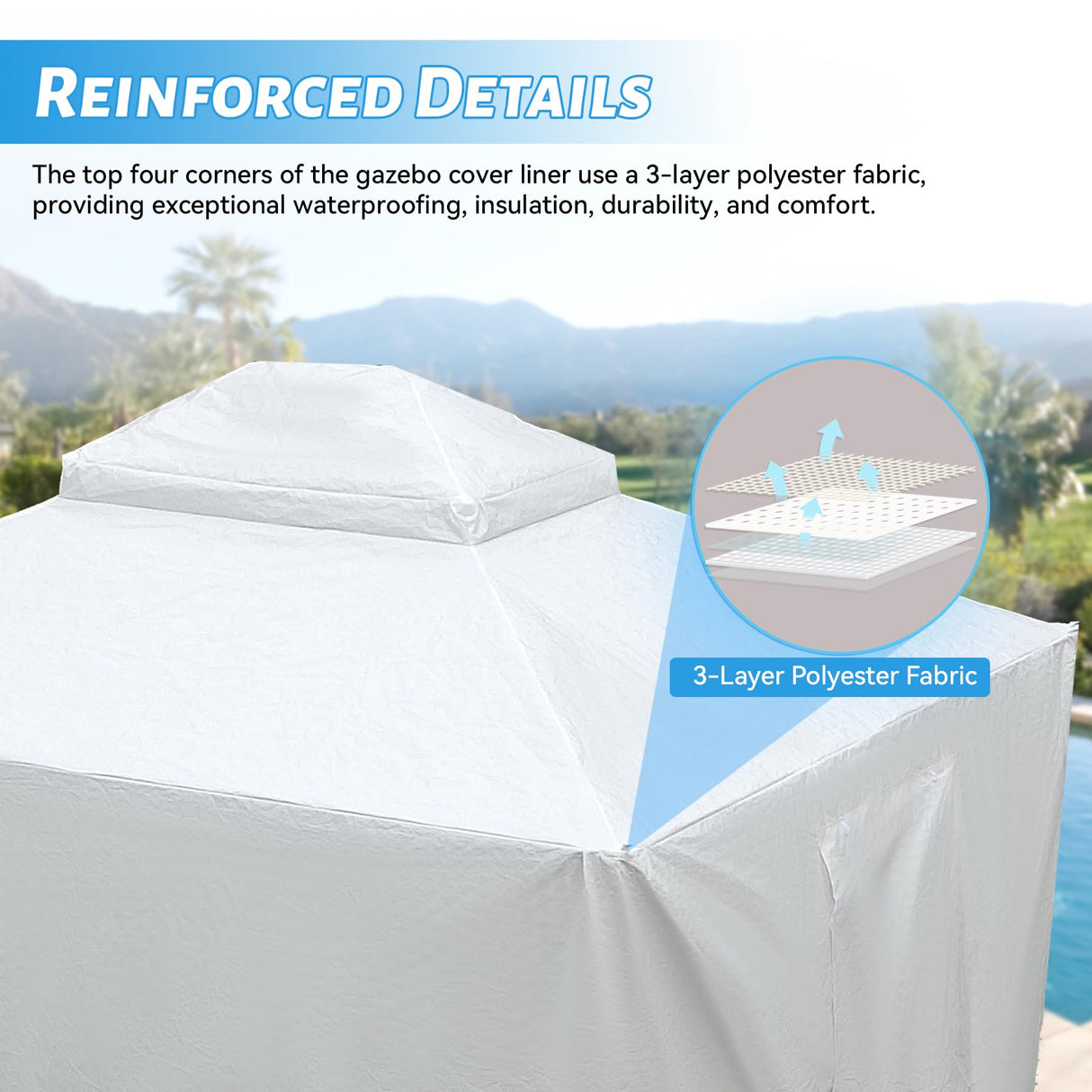 Domi 10’x12’ Gazebo Cover for Hardtop Gazebos, Outdoor Universal Winter Gazebo Cover with Sidewalls and Mesh Windows, All Season Waterproof Enclosed Gazebo Cover, White domi outdoor living