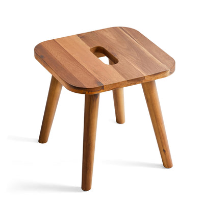 Holana 9.75" Wooden Step Stool for Kids - Acacia Wood Plant Stools, Plant Stand Small Foot Stool with Four Legs - Wood Sitting Stool for Kitchen, Bathroom,Bedroom,Living Room (Square)
