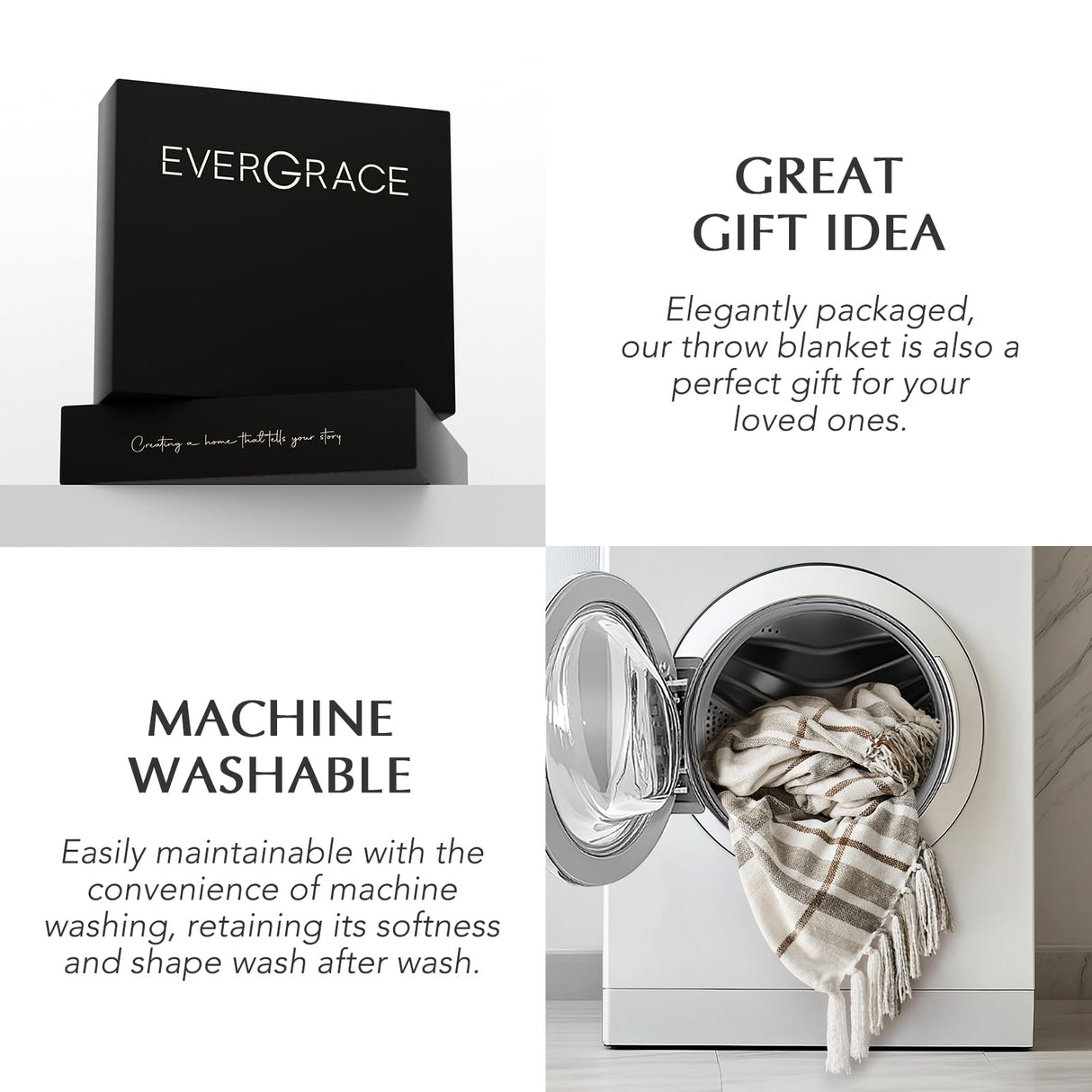 EVERGRACE Plaid Chenille Throw Blanket for Couch, Super Soft Cozy Decorative Farmhouse Plaid Throw with Tassels, Lightweight Chenille Knit Throw for Bed Sofa Gift Home Decor, Beige 50”x60” EverGrace