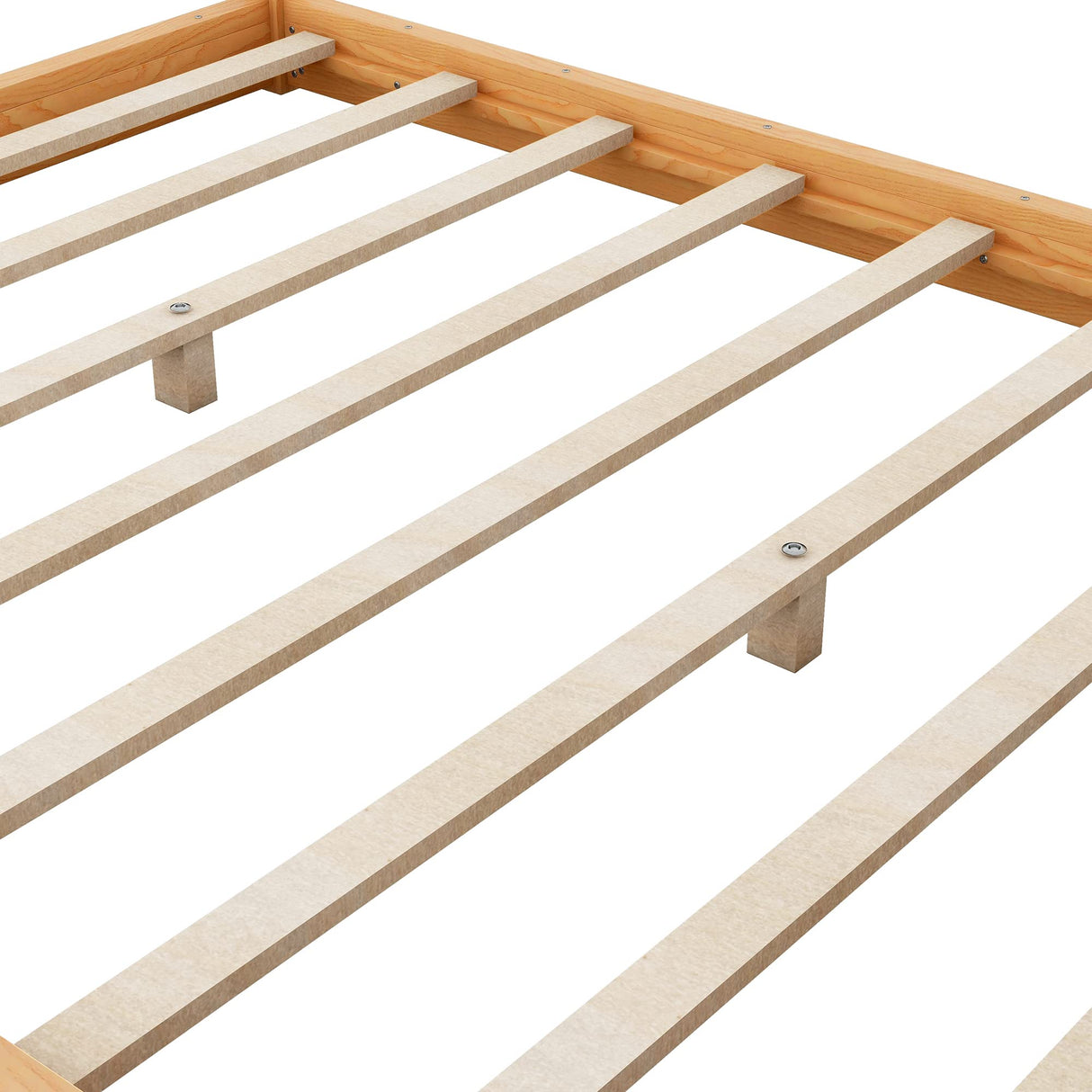 Merax Modern Queen Size Wood Canopy Bed Floor Platform Bed Frame/No Box Spring Needed/Easy Assembly, Nutural Merax