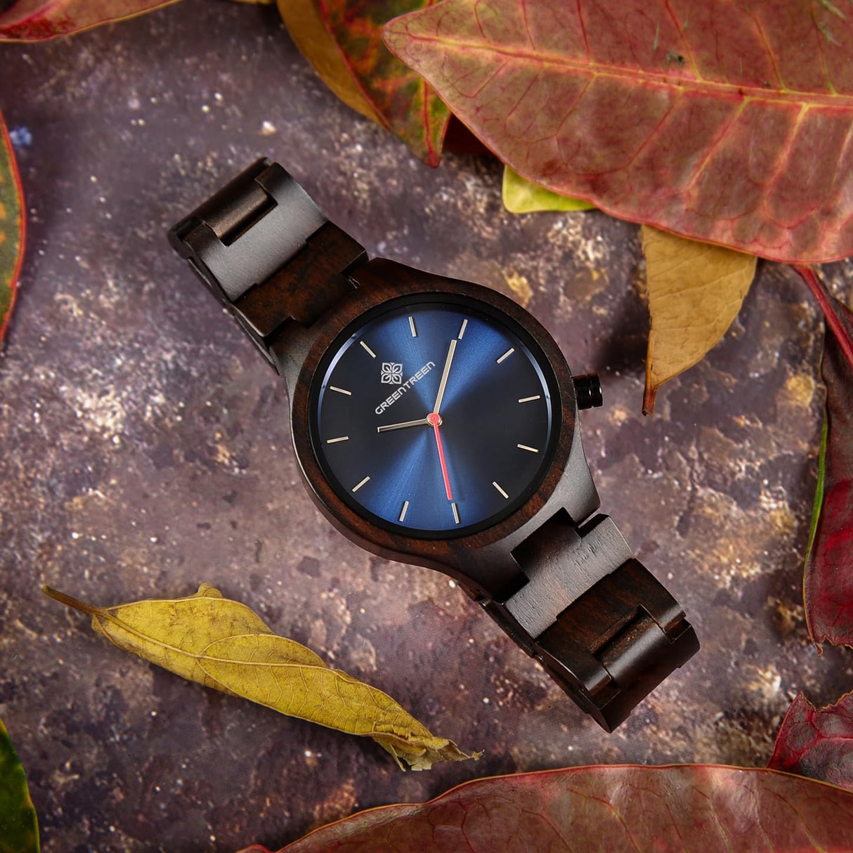GREENTREEN Wooden Watches for Men Women: Analog Quartz Wrist Watch - Lightweight Natural Wood Watch for Gift Birthday Wedding Graduation GREENTREEN