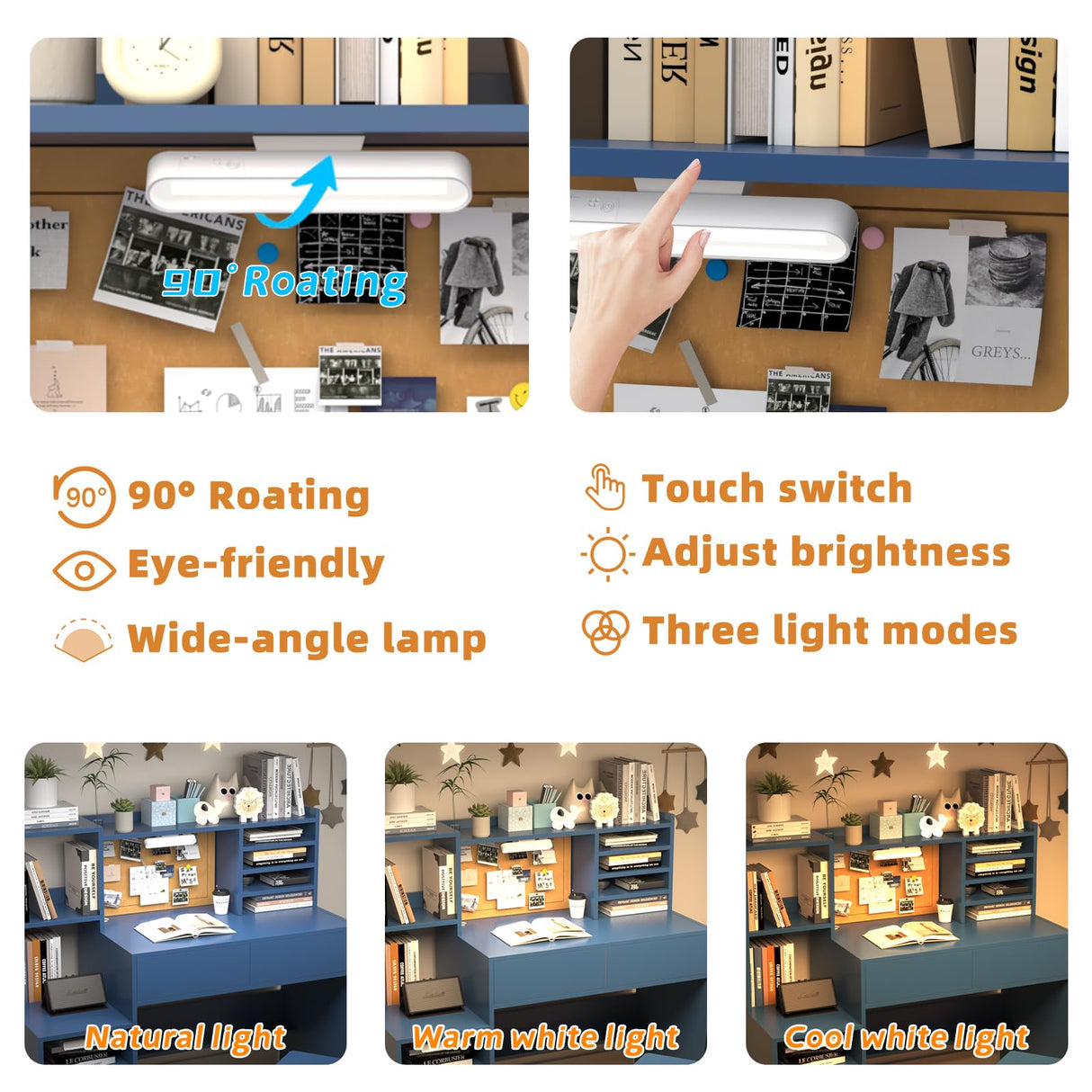 RUPOLX Blue Kids Desk and Chair Set for 5-12 Year Old,Kids Study Desk with 3-Color Lights,Childrens Computer with 4 Drawers, Kids Study Table with Storage Shelf -D-40 RUPOLX