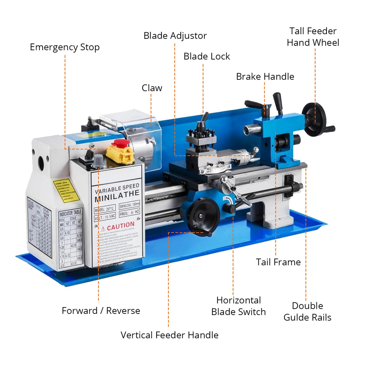 Metal-Lathe-Machine Threading Turning Drilling - Metalworking Machine 550W Mini Metal Lathe 7" x 12" Benchtop with 3-Inch 3-Jaw Chuck Double Feed Tool Box and Dirll Euker