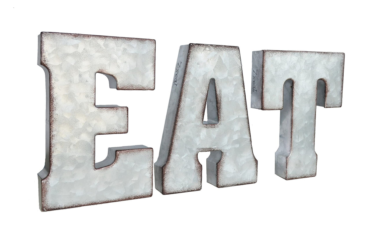 Zoreal Galvanized EAT Sign Rustic Metal Letters Free Standing Decorative Sign Wall Decor Zoreal