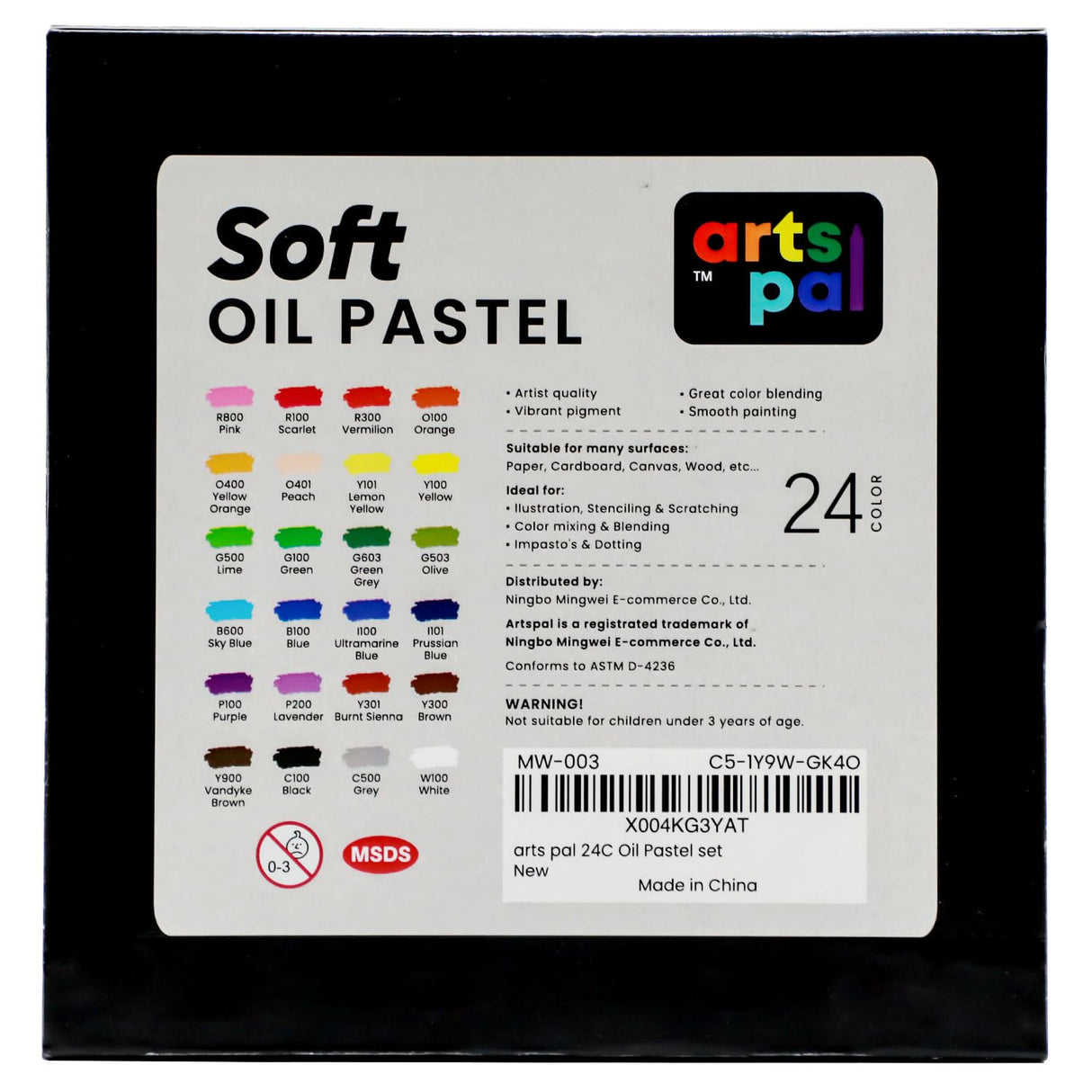 Artspal Soft Oil Pastels Set, 24 Vibrant Colors, Oil Pastel Crayons for Artists, Beginners, Teachers, Students, Great Blending and Layering for Art Supplies, Art Painting, Drawing (10 x 70 mm) Arts Pal