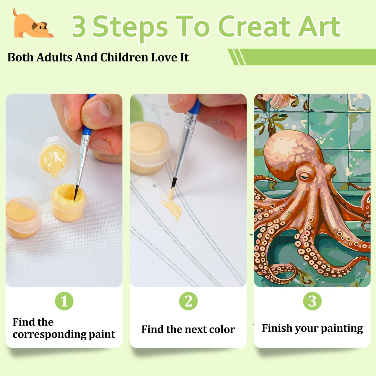 Reivworl Animal Paint by Numbers Kit for Adults, Octopus Paint by Number, Painting by Number for Gifts and Home Wall Decor 16x20Inch Reivworl