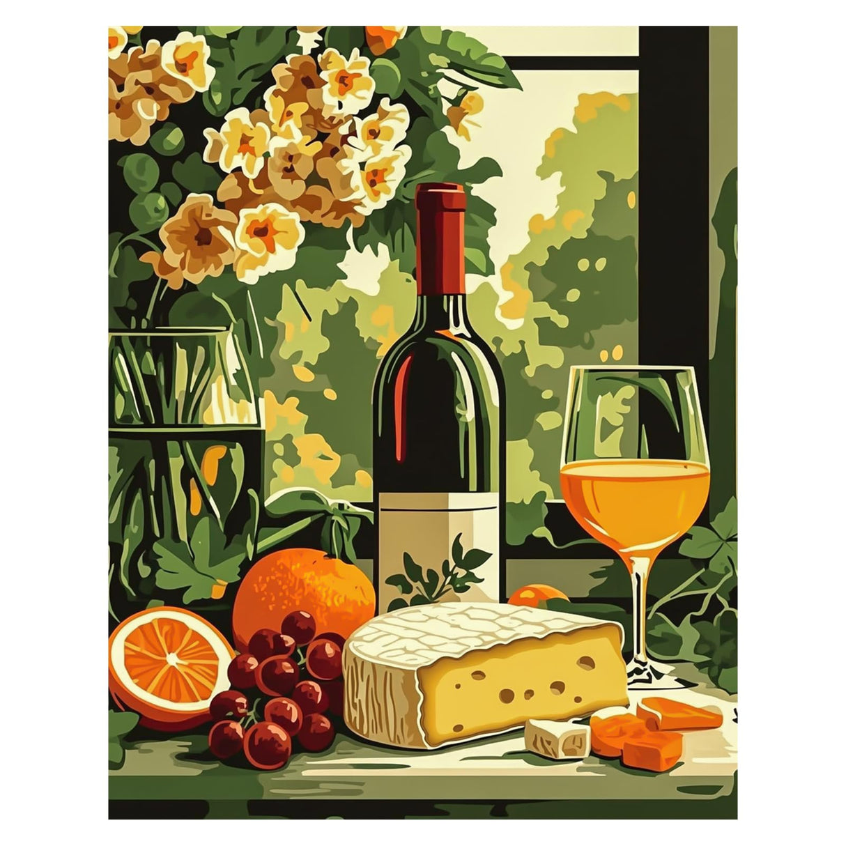 TOSTOG Cartoon Romantic Dinner Diamond Art Kits for Adults, Wine Cheese Diamond Paintings for Adults, Full Drill Diamond Art Kits, 5D Diamond Paintings Kit Gem Painting Wall Decor and Gift 12*16 Inch. TOSTOG