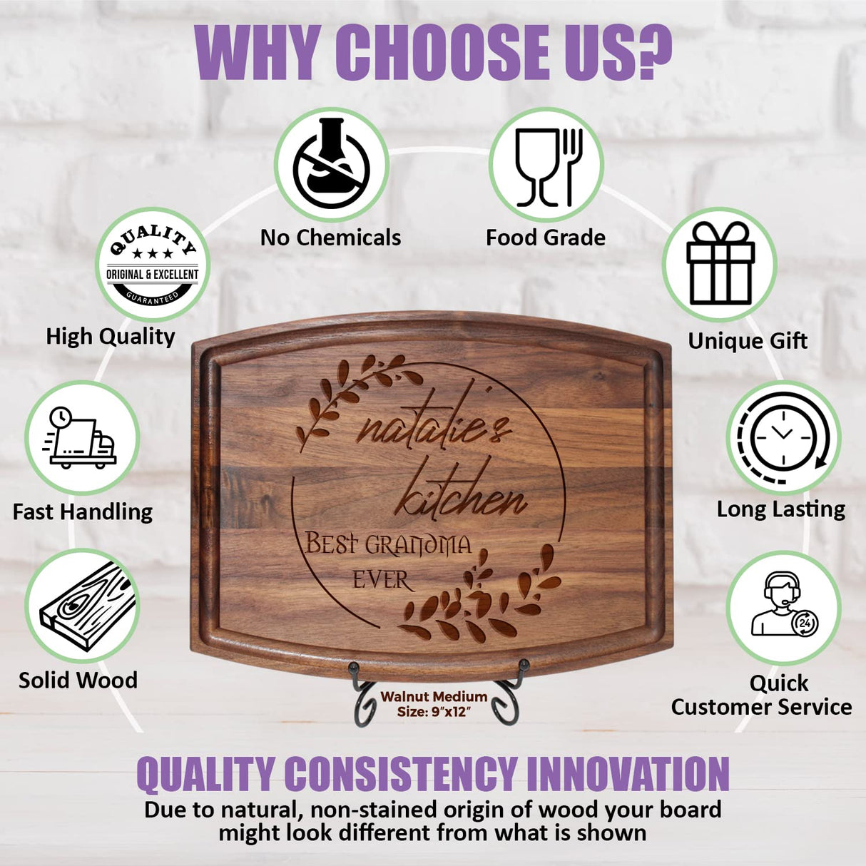 Tayfus Personalized Cutting Boards, Custom Engraved Wooden Kitchen Board, Solid Wood Handmade Cutting Board - Customizable Name And Date - Gift for Tayfus