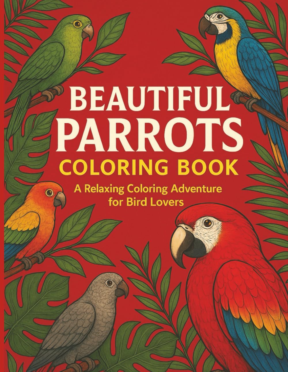 Beautiful Parrots Coloring Book: A Relaxing Coloring Adventure for Bird Lovers Majosta
