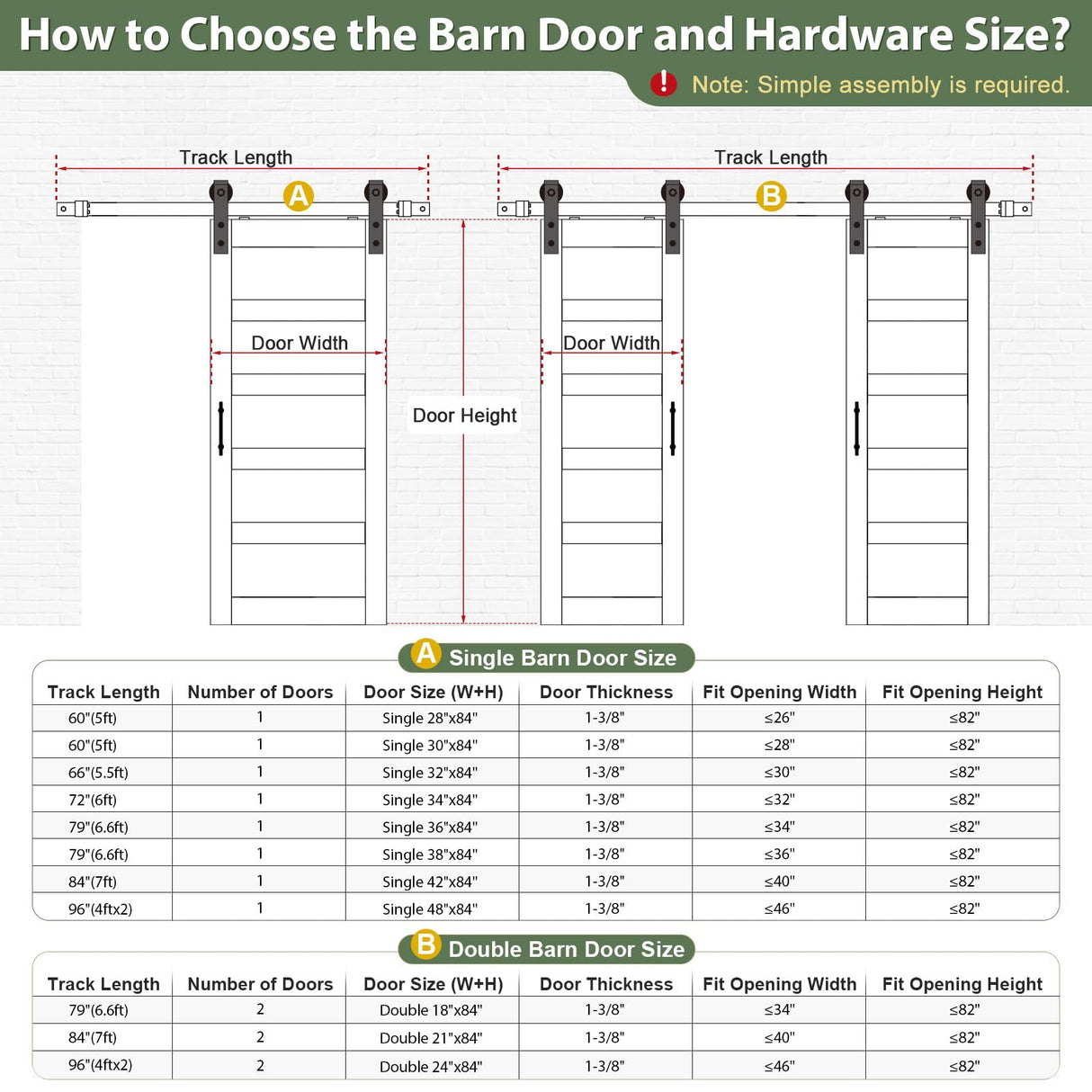 ROYMELO 30x84 inch Glass Sliding Barn Door Slab with 5ft Hardware Kit Included, 5-Panel Frosted Glass, Spruce Wood Support DIY Dyeing, Easy Assembly ROYMELO