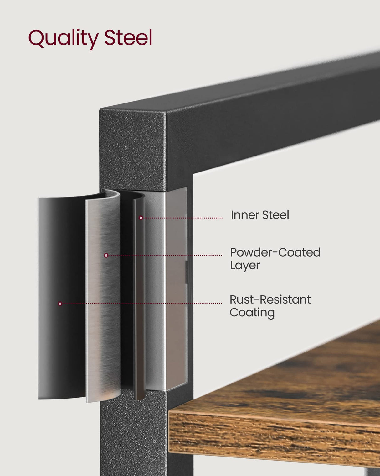 VASAGLE 5-Tier Bookshelf, Bookcase with Steel Frame, Book Shelf for Living Room, Home Office, Study, 11.8 x 26 x 60.2 Inches, Industrial Style, Rustic Brown and Ink Black ULLS061B01 VASAGLE