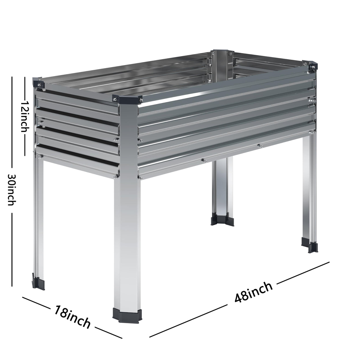 MGNO 2PCS Galvanized Raised Garden Bed Outdoor with Legs,48×18×32in Metal Elevated Raised Planter Box for Backyard, Patio, Balcony, 300lb Capacity,Silver… MGNO