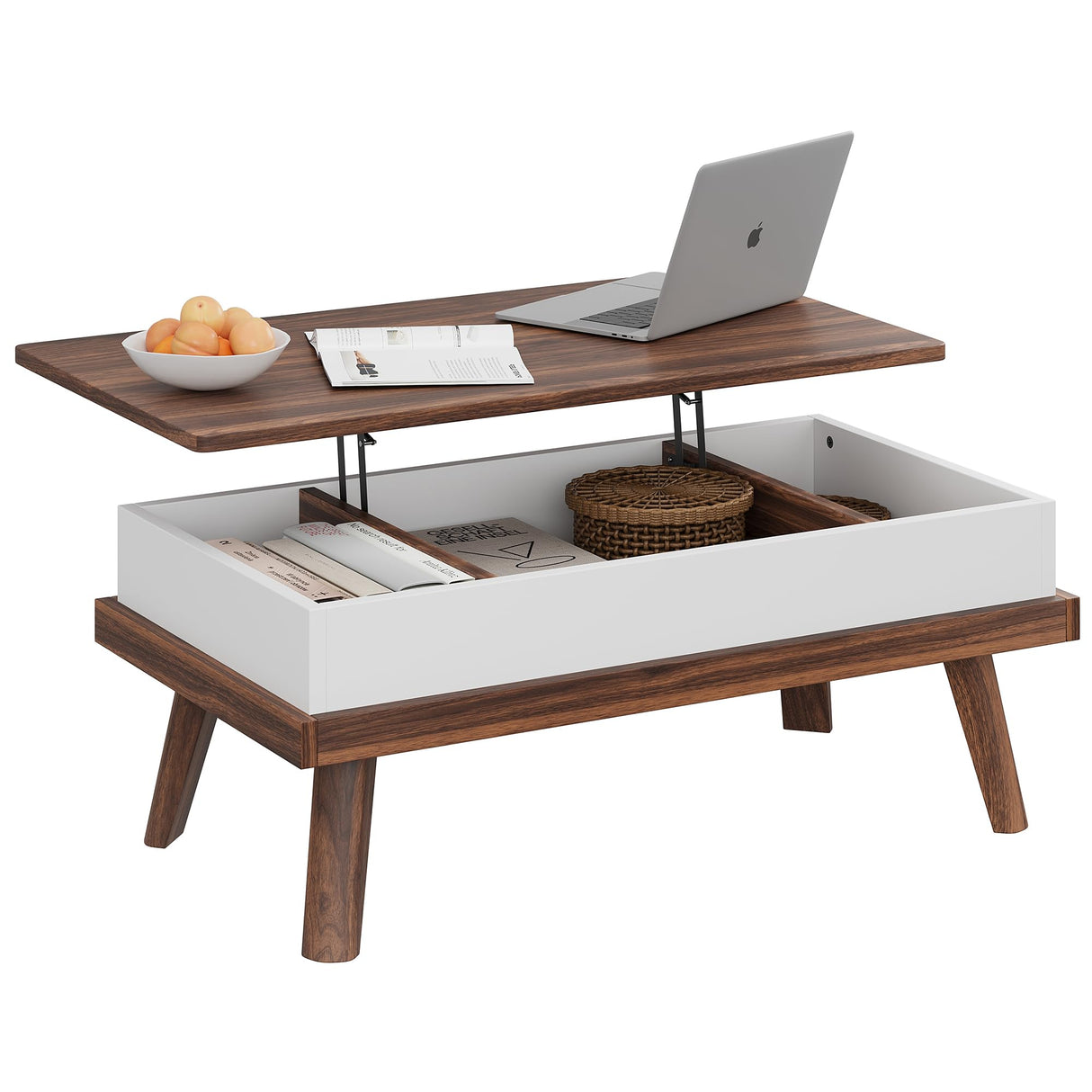 Meilocar Wood Coffee Table, Lift Top Coffee Table with Hidden Compartment, Coffee Table for Living Room Reception Room, 39.4in L, Walnut Meilocar