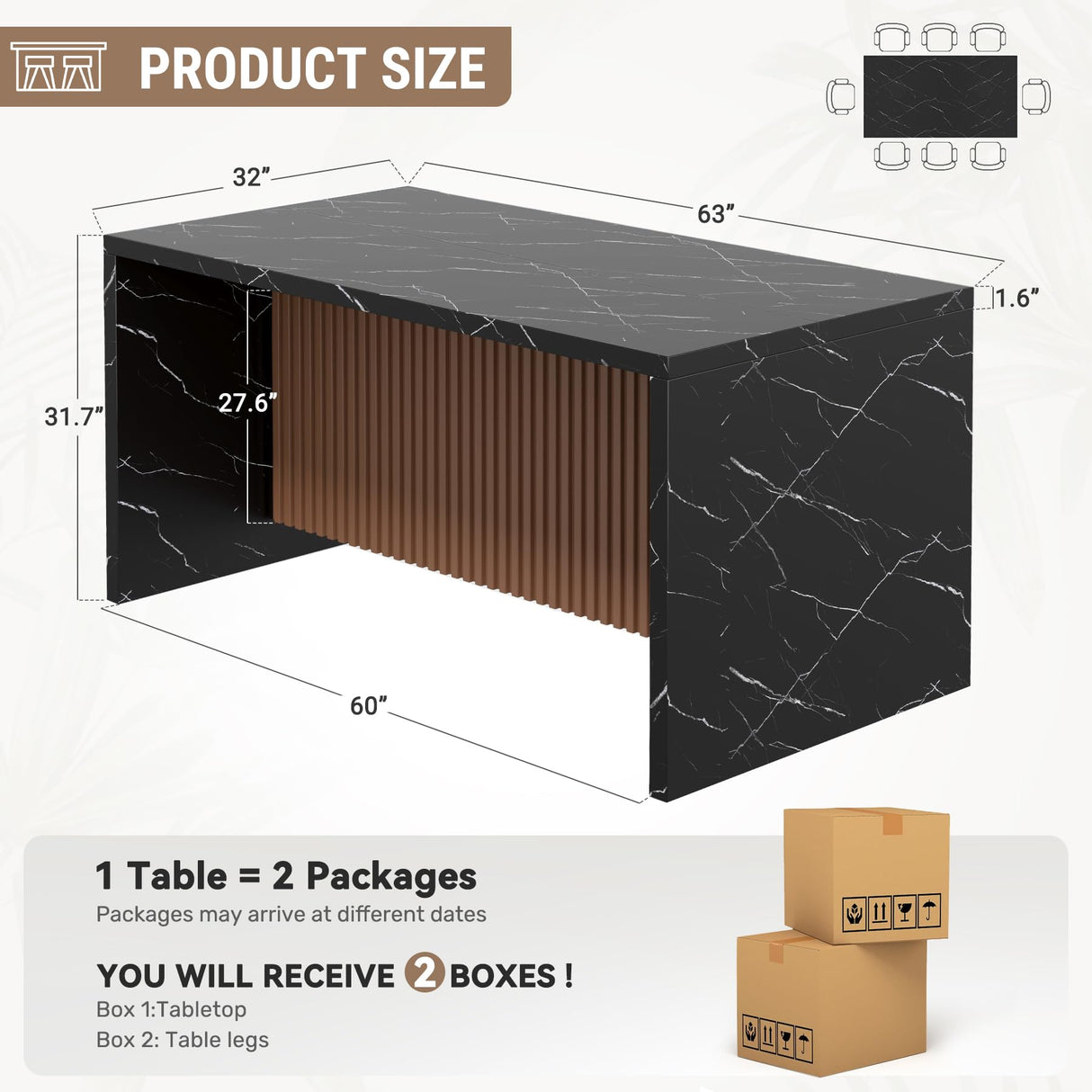 Aivermeil 67" Large Modern Rectangle Dining Table for 4-6 People, Imitation Marble Island Table with LED Lights for Kitchen,Dining Room, Bar, Office, Living Room Aivermeil