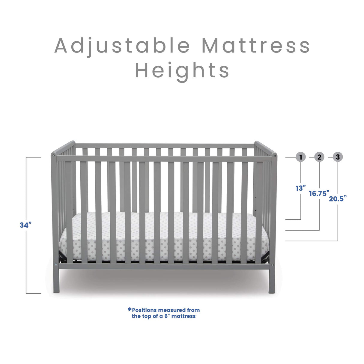 Delta Children Heartland 4-in-1 Convertible Crib - Greenguard Gold Certified, Grey Delta Children