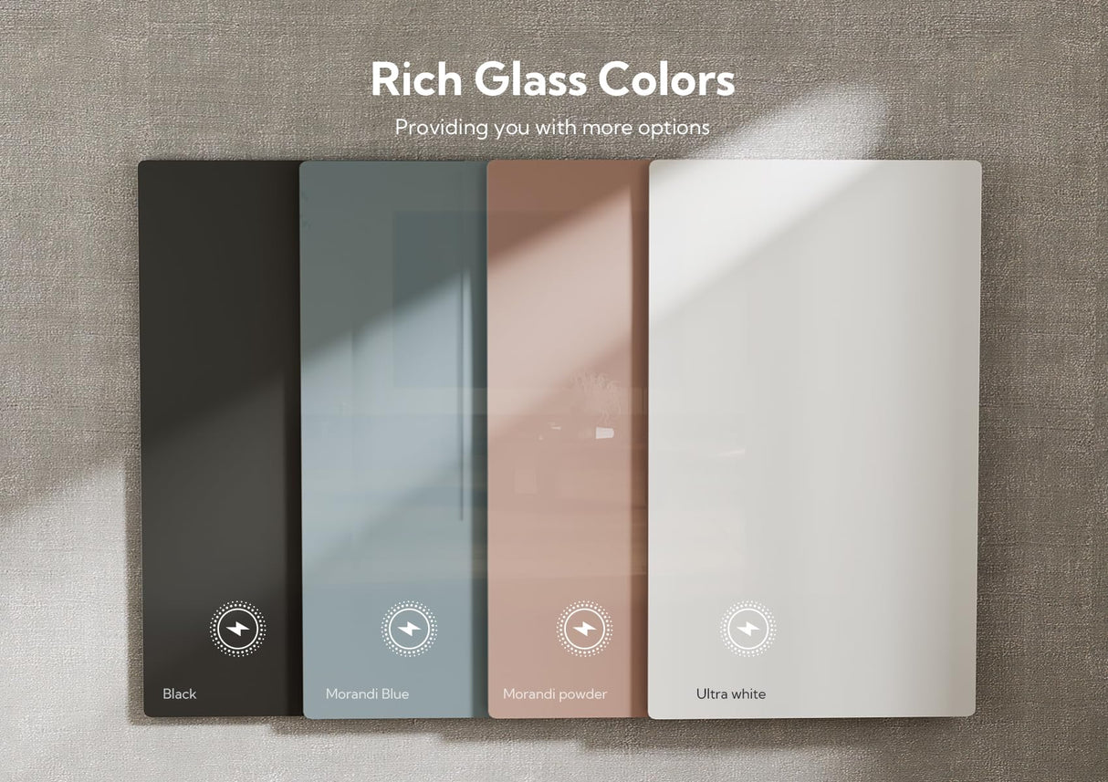 INNOVAR Wireless Charging Glass Standing Desk with Drawers, Adjustable Height Stand Up Desk, Electric Standing Desk with Storage, 48 inch, Super White INNOVAR