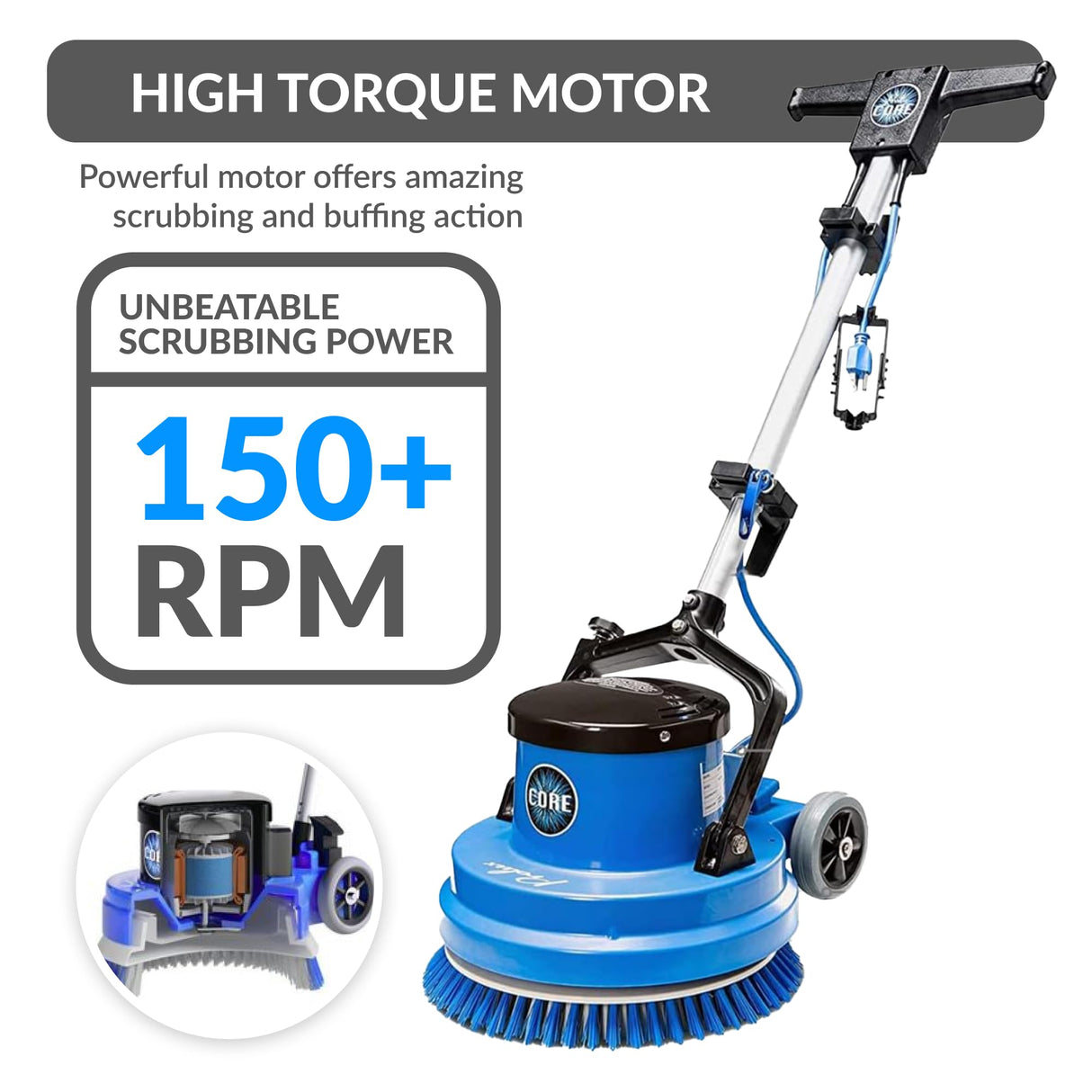 Prolux Core Heavy Duty 15 inch Floor Buffer Scrubber and Polisher Cleaning Machine - All floor surfaces Prolux