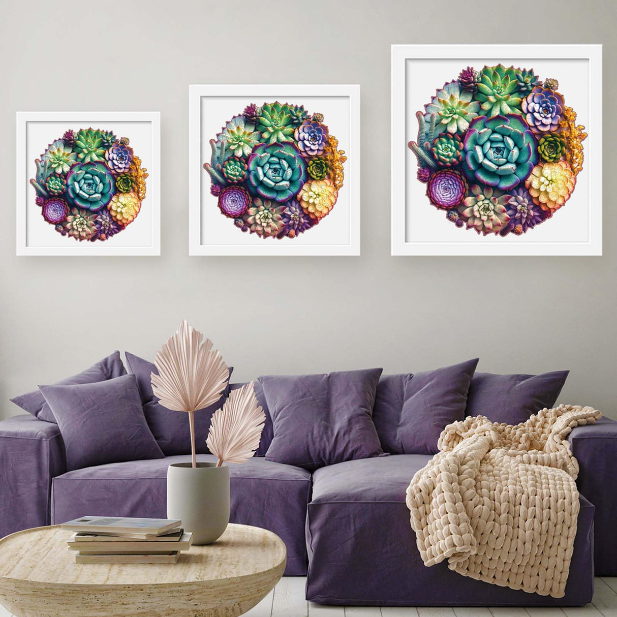 Mys Aurora Wooden Jigsaw Puzzles - Mandala Succulent Plants, 200 Piece Luxurious Shaped Wooden Puzzles for Adults and Kids, Family Game, Medium 11.3'' x 10.9'' Mys Aurora