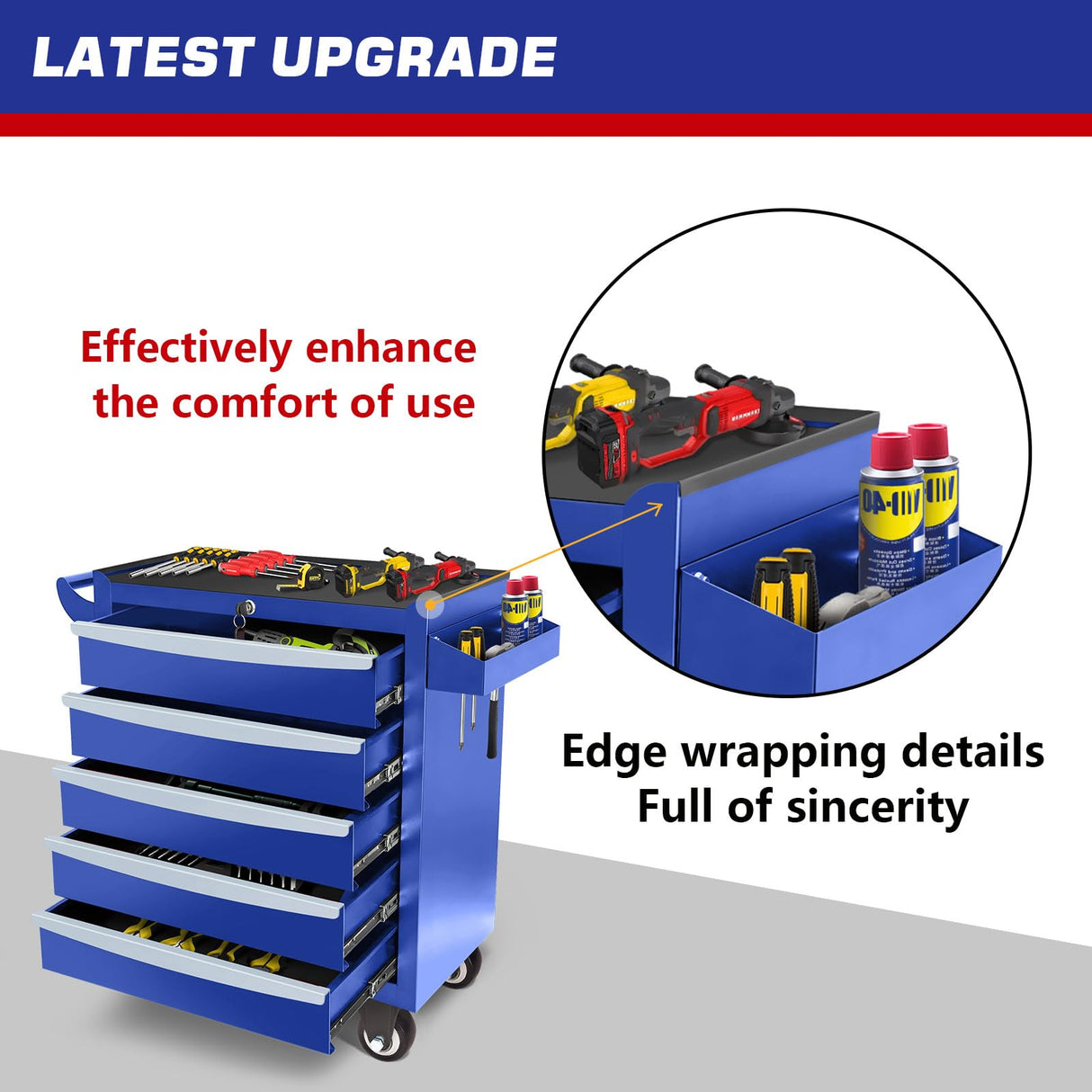 Barphygo 5-Drawer Rolling Tool Box, Tool Chest with Wheels & Lock Garage Storage Cabinets Tool Cart on Wheels, Toolbox Organization Workbench for Garage, Workshop, Warehouse & Repair Shop Barphygo