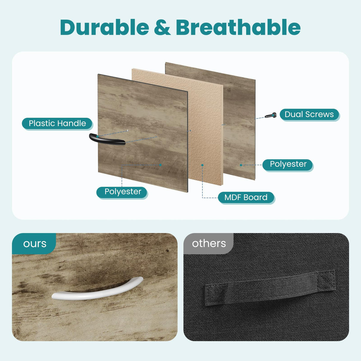 OLIXIS Dresser for Bedroom with 5 Drawers, Wide Chest of Drawers, Fabric Bedroom Dresser with Drawer Organizer, Storage Organizer Unit with Fabric Bins for Closet, Living Room, Hallway, Greige Oak OLIXIS