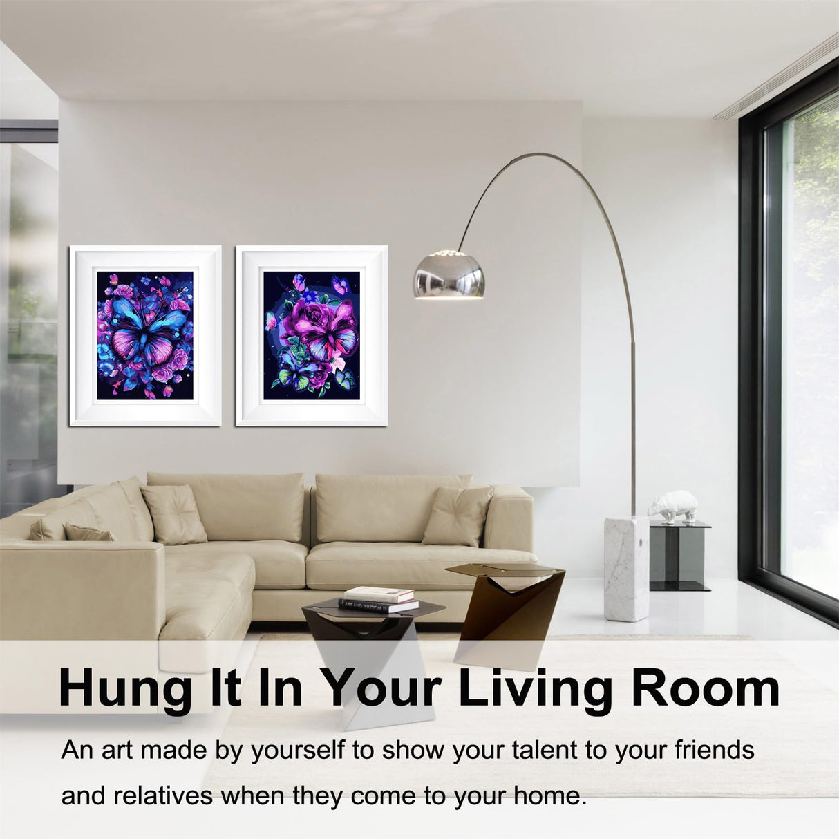 BAISITE Paint by Numbers Kit for Adults Beginners,12" Wx16 L 2 Pack Canvas for Painting Kits for Adults in Colorful Box-Butterflies 5152 BAISITE