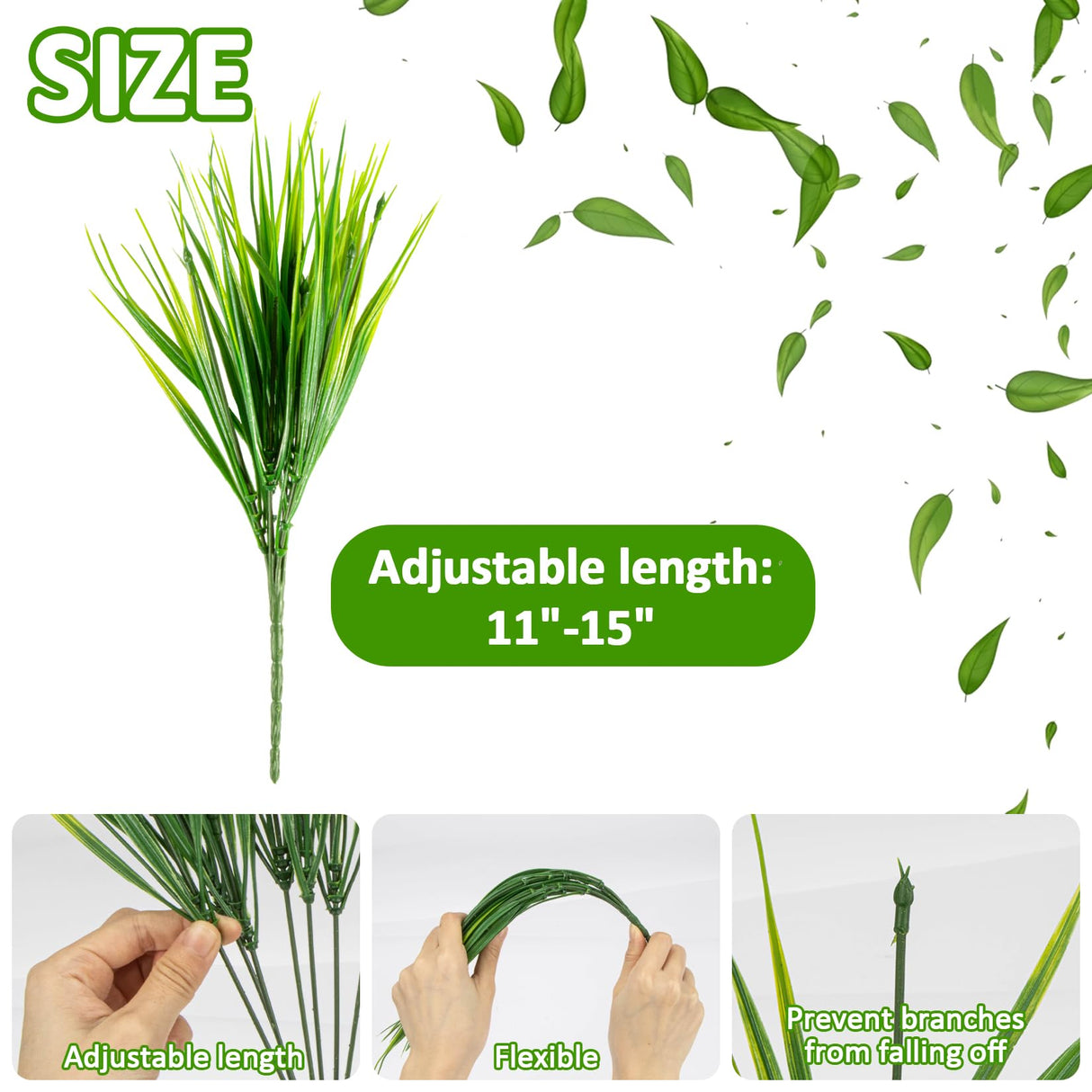MAQIHAN 10 Artificial Grass Plant Outdoors - Faux Grass Fake Wheat Grass Decor Artificial UV Resistant Outdoor Plants Plastic Grass Outside Weed Plant Artificial Greenery for Porch Decorative MAQIHAN