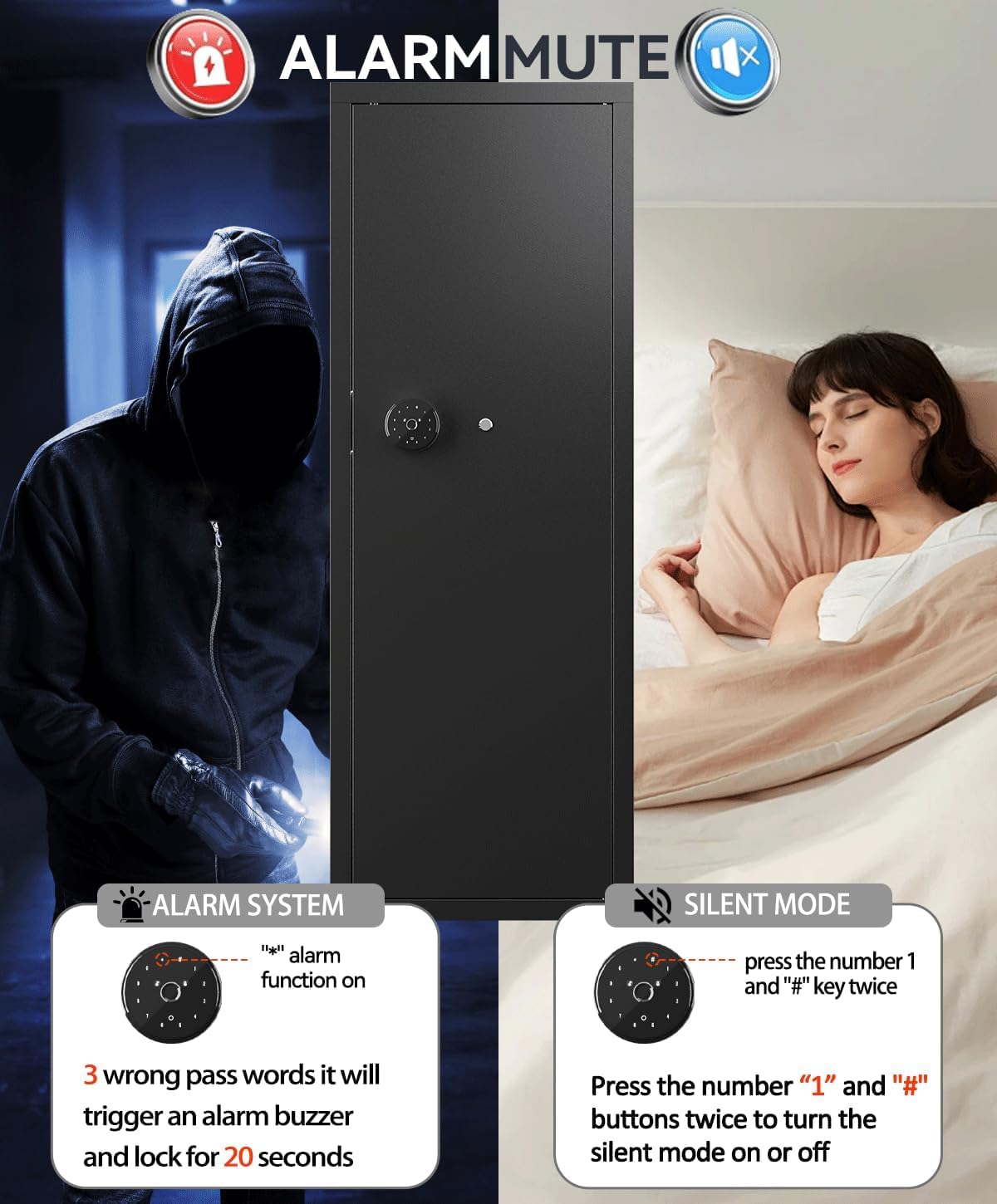 10-13 Gun Safe, Gun Safe for Rifles and Pistols, Gun Safes for Home Rifle and Pistols, Biometric Fingerprint Security, Fingerprint Gun Cabinet for Rifles and Password Lock Xyvaly