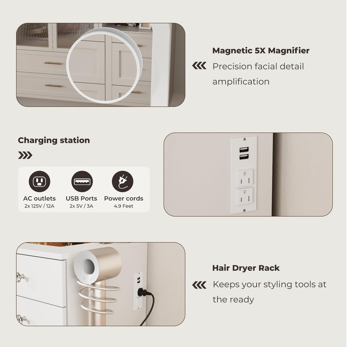 Otterease White Makeup Vanity, 11 Drawers Vanity Mirror with Lights, Makeup Vanity Desk with 3 Lighting Modes Adjustable Brightness, Vanity with Glass Top for Bedroom Otterease